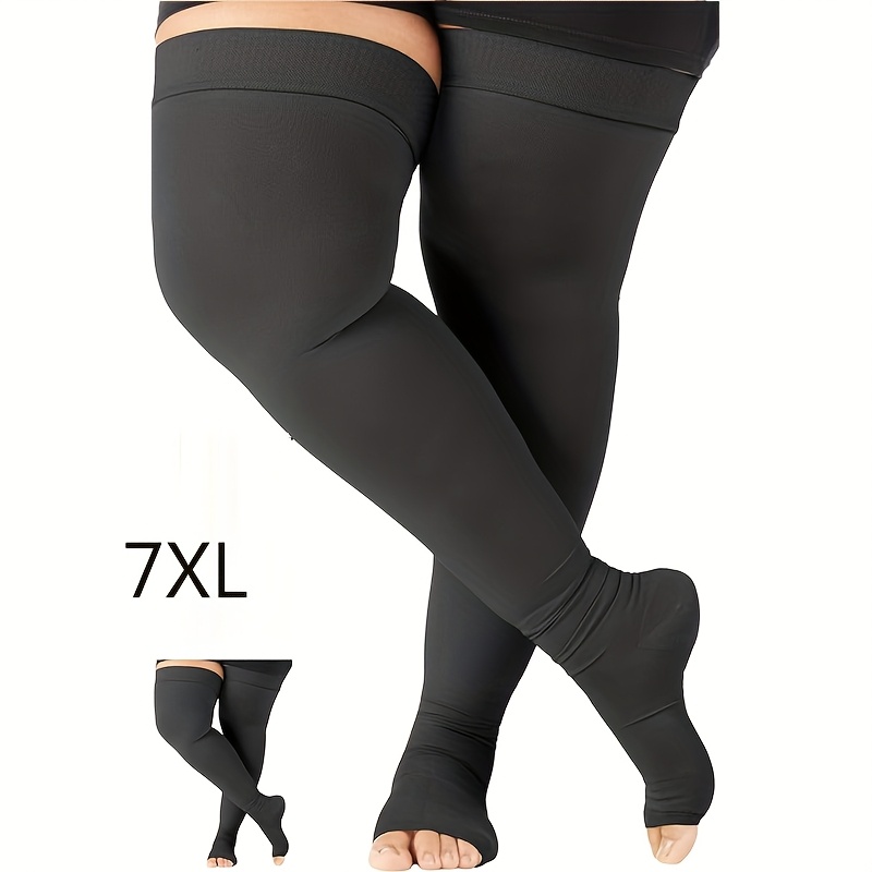 TEMU A Pair Of Plus-size Compression Thigh-high Socks, Suitable For Women And Men, With A Pressure Rating Of 20-30mmhg