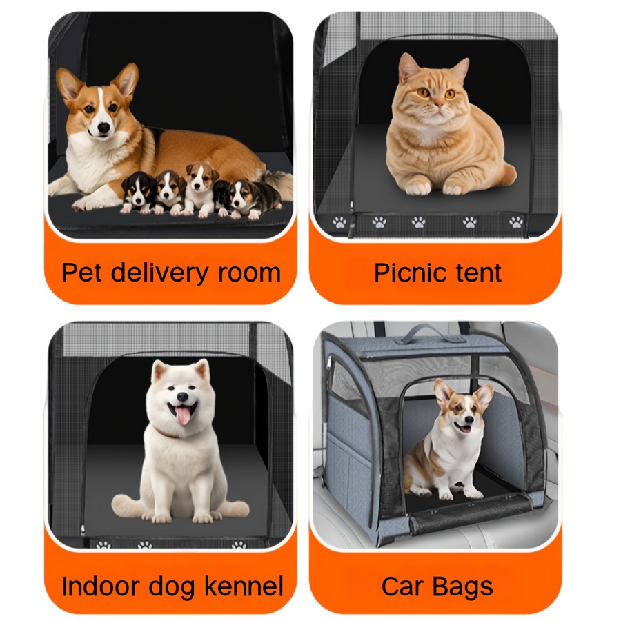 1pc foldable car dog cage doors portable pet travel crate Temu