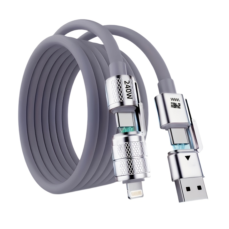 This Is a Versatile 4-In-1 USB C Lightning Data Cable That Can Deliver Up to 240W of Charging Power. It Is Compatible with for Iphone 16/15, Macbook, And Ipad, And Supports Lightning, Type C, And USB A Interfaces 3 This Is a Versatile 4-In-1 USB C Lightning Data Cable That Can Deliver Up to 240W of Charging Power. It Is Compatible with for Iphone 16/15, Macbook, And Ipad, And Supports Lightning, Type C, And USB A Interfaces - Image 3