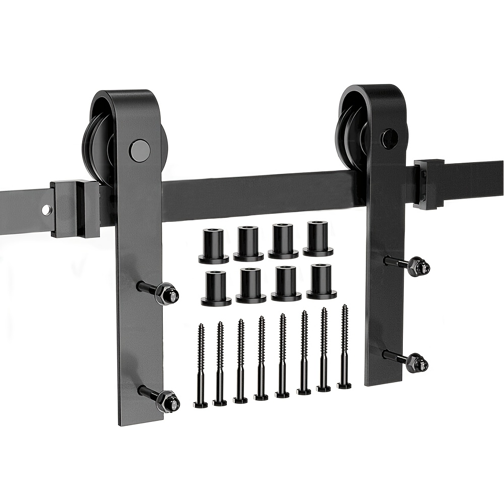 300cm Barn Door Hanging Rail Pulley Set, Sliding Door Hardware Kit Single Barn Door Track Set, Black