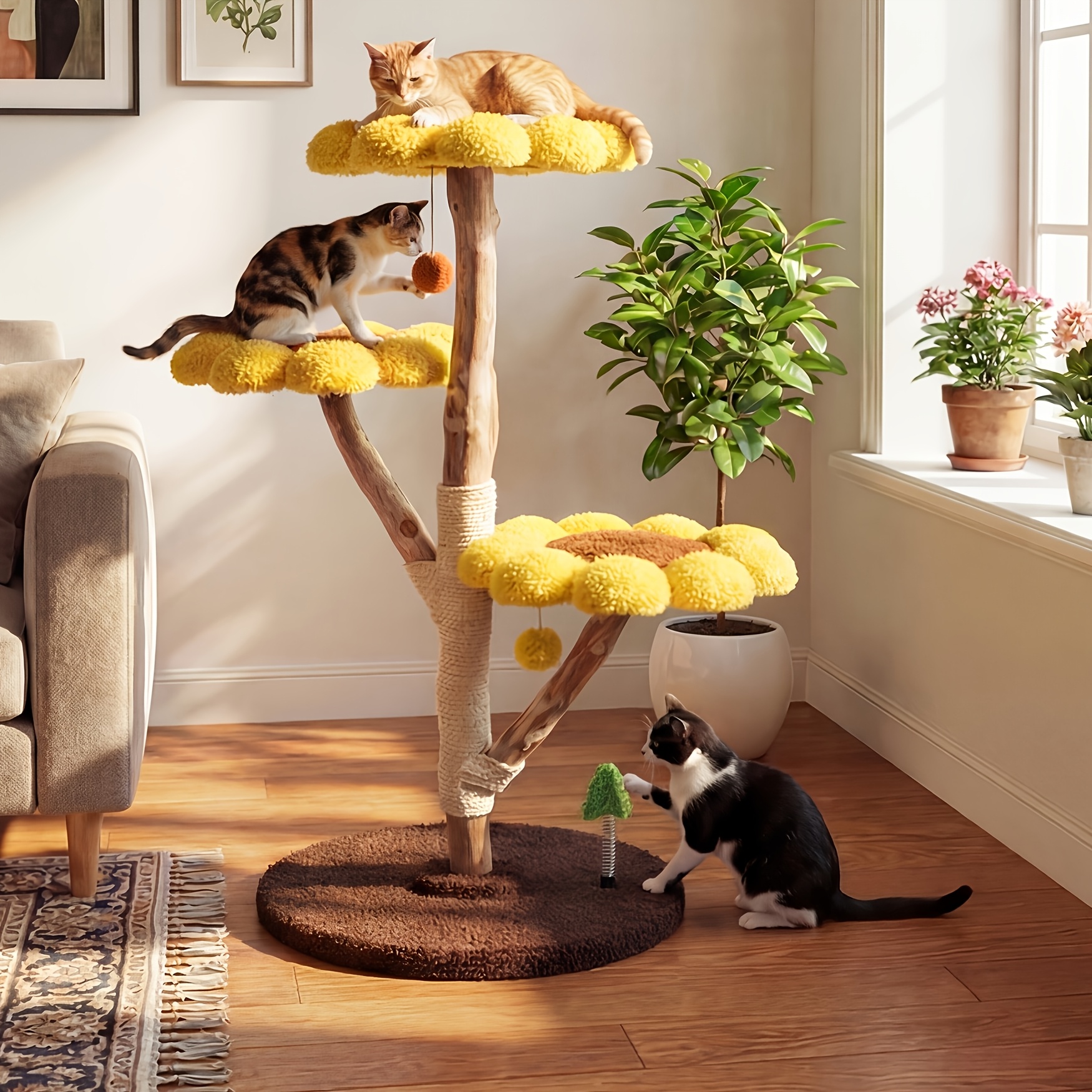 carpet cat scratcher post PetFusion 3-Sided Vertical Cat Scratching Post Warm Gray / Standard