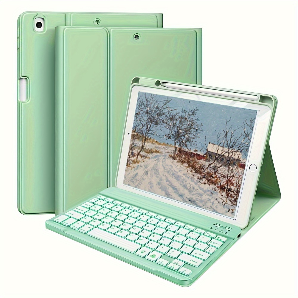 

Protective Phone Case For Ipad 9th/8th/7th - Ipad Case With Keyboard 10.2 Inch, Detachable Folio Keyboard Cover With Pencil Holder For 10.5"/ 3rd Gen (green)