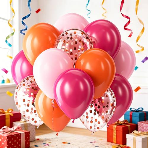 53 stuks perzik en oranje ballonnen met roségouden confetti, geschikt voor singlesfeesten, tropische hawaiiaanse feesten, verlovingen, verjaardagsfeestartikelen, bruiloften, jubilea, vrijgezellenfeesten, afstudeerseizoen, volwassenwordingsceremonies