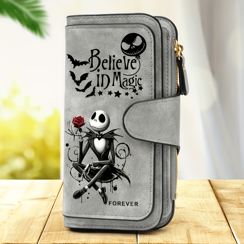 TEMU Portefeuille Long Jack Skellington (Les boîtes cadeaux et les sacs cadeaux doivent achetés séparément) Design Unisexe avec Poche à Pièces,