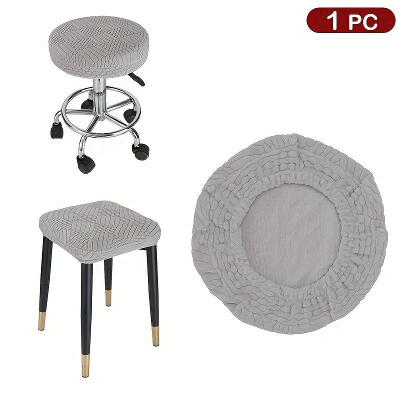 TEMU 1pc Universal Stool Cover, Chair Cover, Chair Protector - Non-slip , Knitted Fleece Stretch Fabric, Suitable For Round/square Stools, Machine