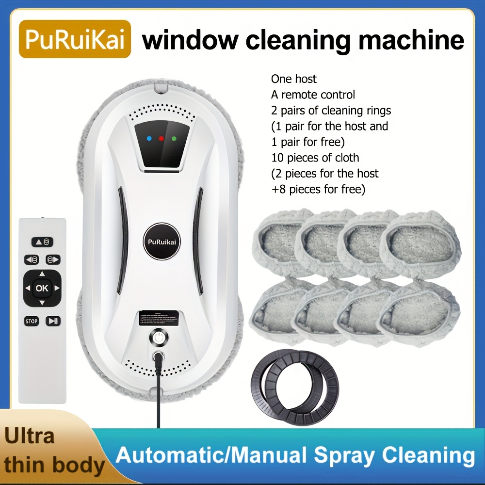 Puruikai 02 Almacén Local Robot de Limpieza de Ventanas Inteligente Rociador Automático...