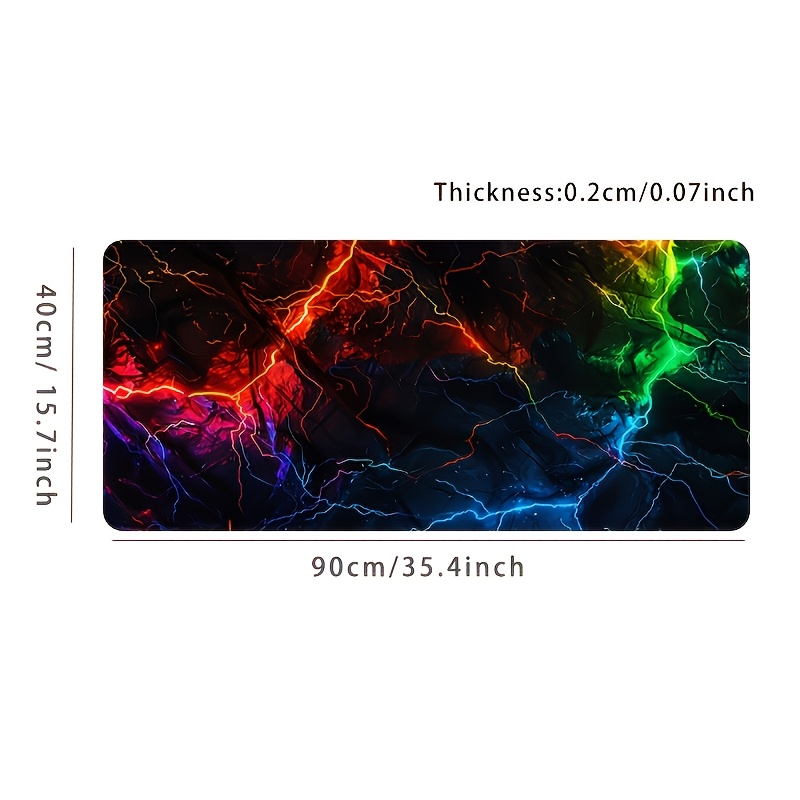 Image of Neon Lightning Gaming Mouse Pad, Large Desk Mat With Non-slip Base, Hd Printed Design - Extended Keyboard Pad For Home Office, Esports, Pc Gaming (multiple Sizes )