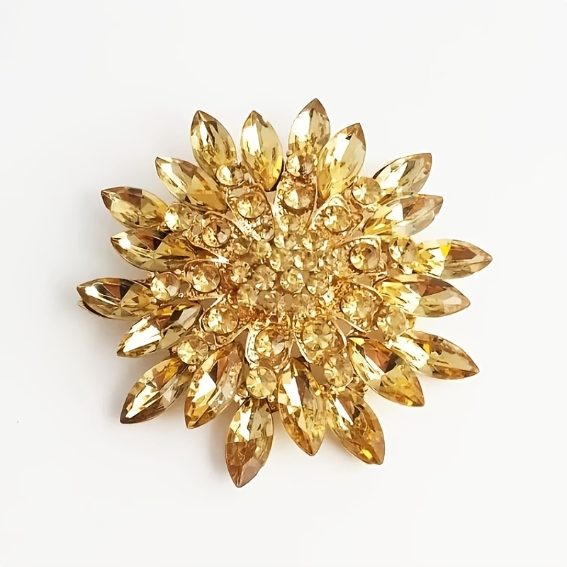 TEMU New Large Champagne-colored Flower Brooch, An Elegant Floral Brooch For Women, The Perfect Accessory For Any Occasion