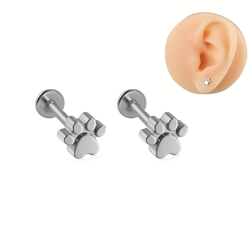 E-shop 2 Stk. Edelstahl Damen niedliche Pfotenabdruck-Lippen-Stecker Ohrringe Knorpel-Ohrringe – Exquisites Schmuckgeschenk für besondere Anlässe,