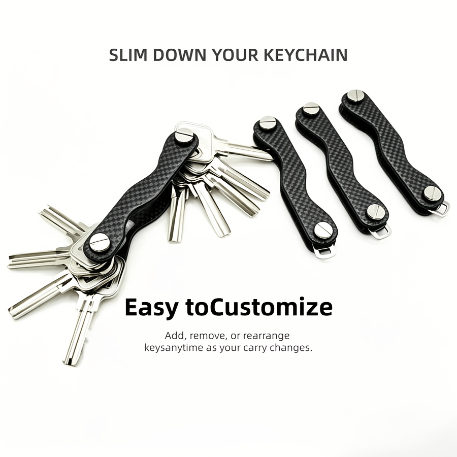 TEMU Carbon Fiber Key Organizer Minimalist Compact Key Holder, Keychain, Adjustable Key Storage Tool For Men, Anti-lost Edc Gift