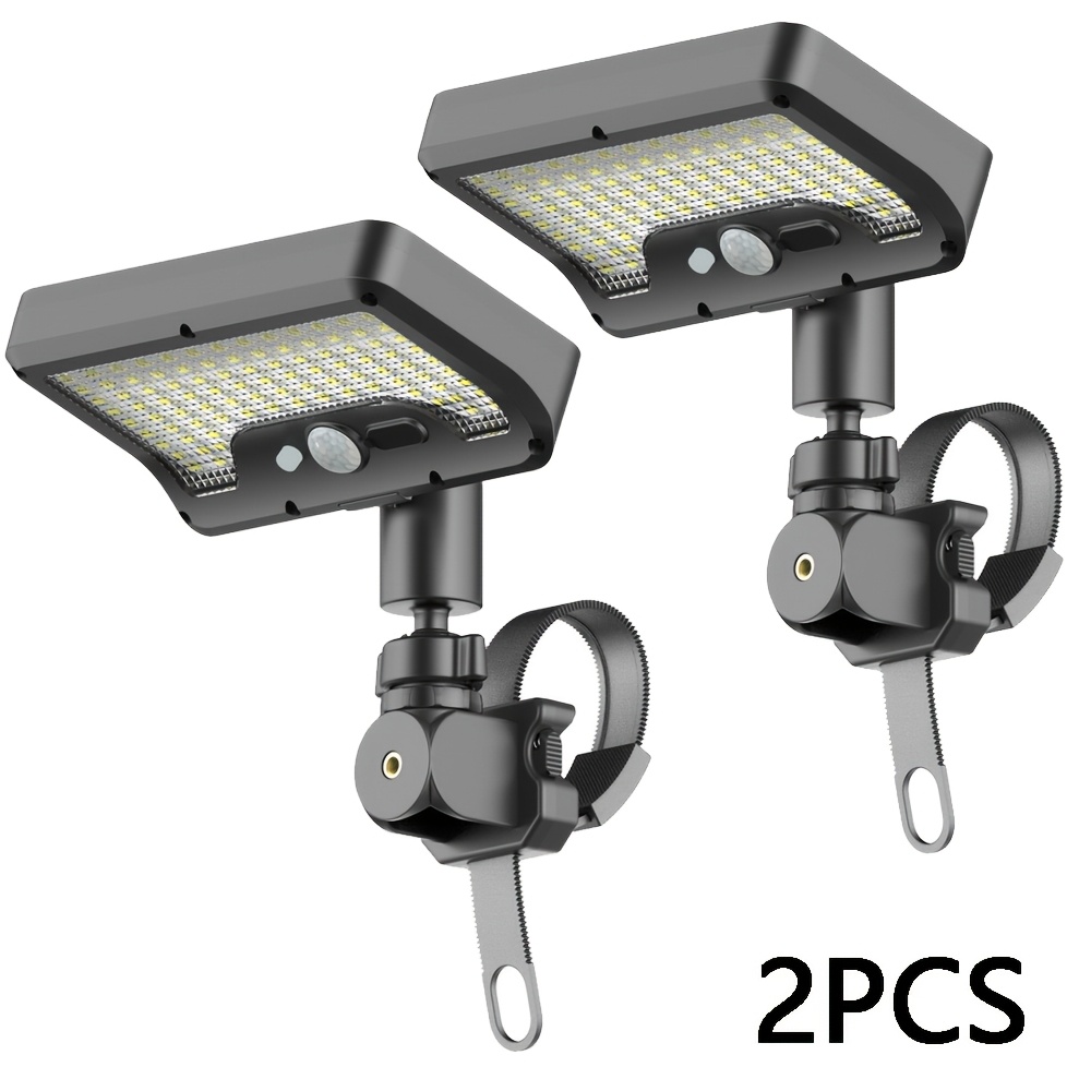 TEMU Paquete de 2 luces solares de exterior superbrillantes, lámpara solar de jardín con cobertura de 800 IP65, montaje con correa de instalación