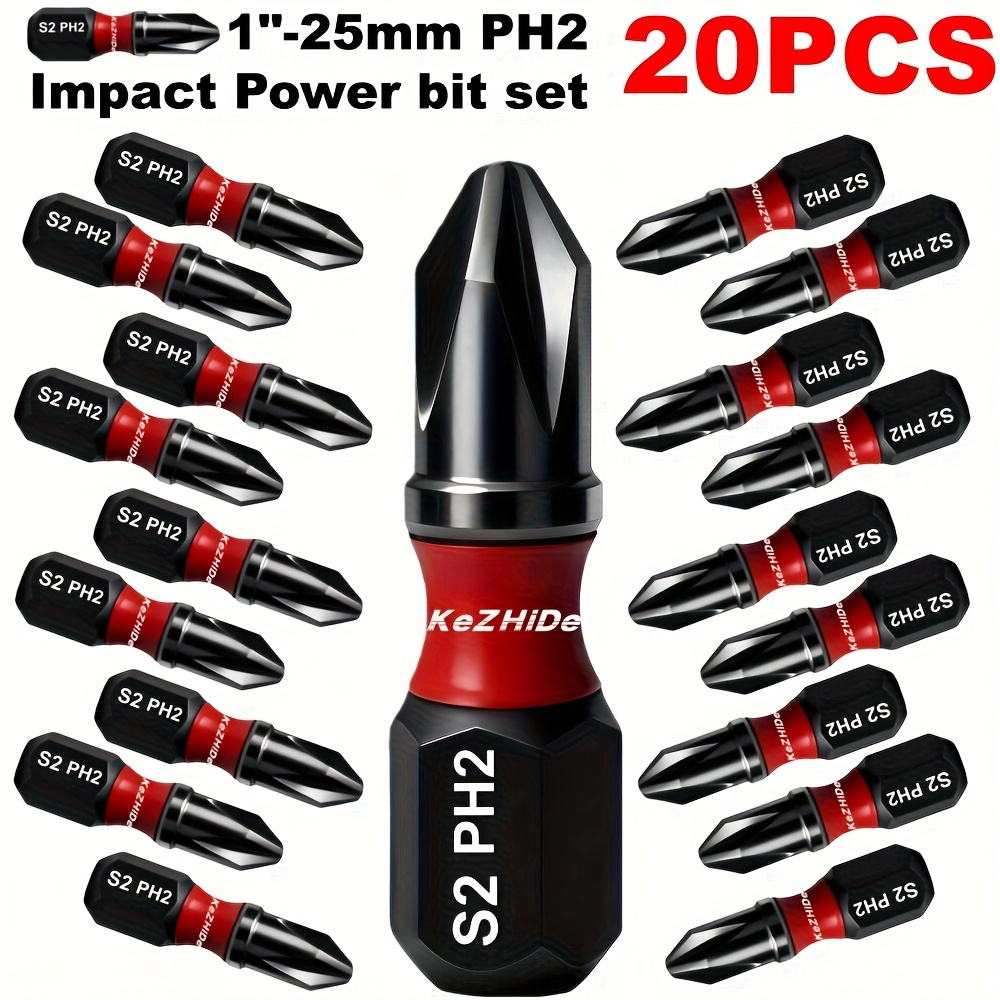1-inch 25mm Ph2 Impact Screwdriver Bit Set, S2 Steel Hex Head, No , Suitable For Renovation, Home, And Industrial Use