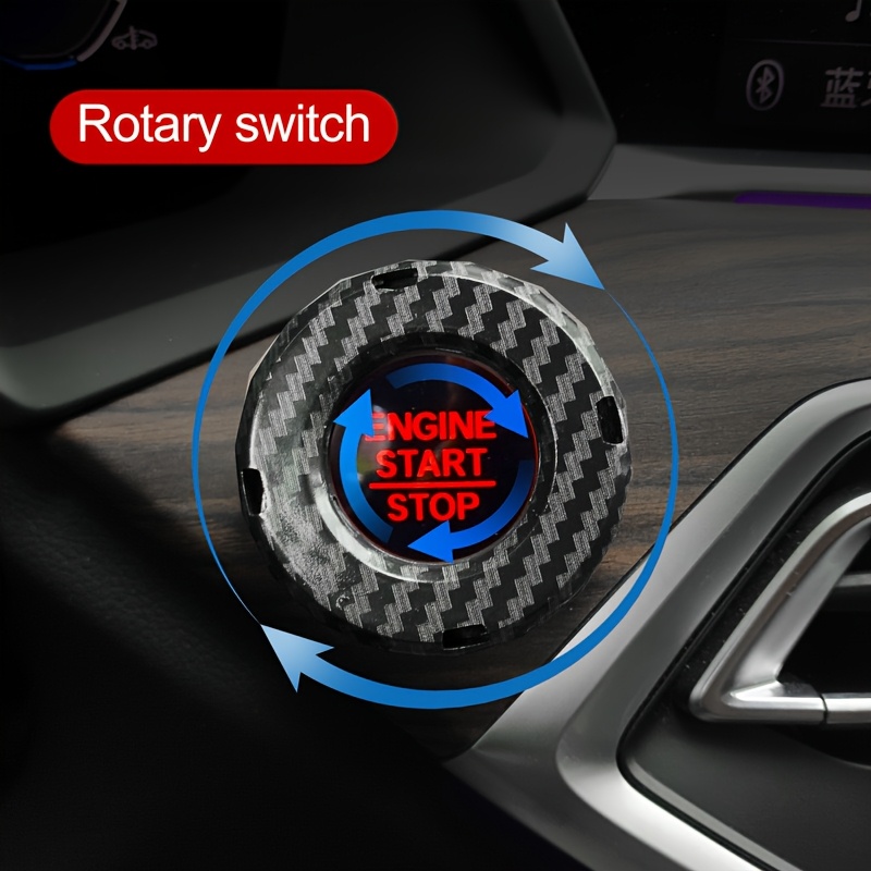 Stacool Carbon Fiber Car Push Start Button Cover,25-26mm Engine Start Button Cover Car Decorations,Universal Car Ignition Button Cover Car Interior Accessories for Most Cars SUVs (Carbon Red