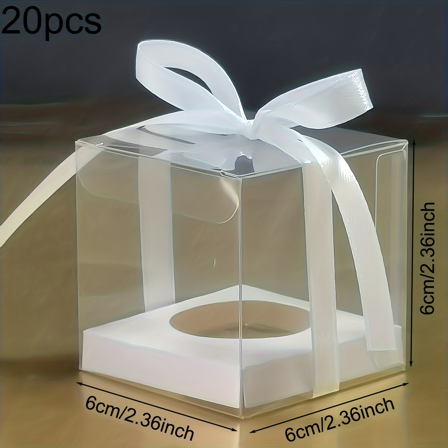 TEMU 20pcs/pack Transparent Square Gift Boxes With Base, Birthday Gift Packaging Boxes, Wedding Favor Boxes For Wedding Candy And Party Favors,