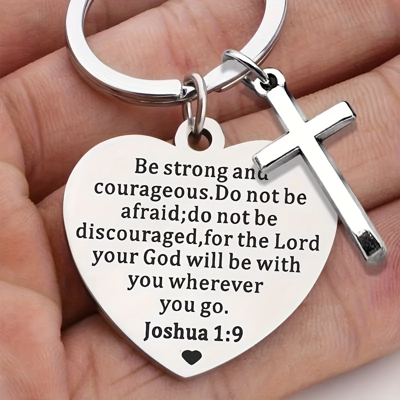 1pc   stainless steel cross keychain with inspirational bible verse   religious keyring   and   charm christian gift for christmas thanksgiving day new year valentines day fathers day mothers day