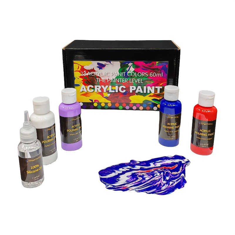 

23-color Acrylic Pour Paint Set, 2.03oz (60ml) Bottles With Silicone Oil - , Pre-mixed For Diy Art On Canvas, Paper, Rocks & Wood - Ideal For Beginners