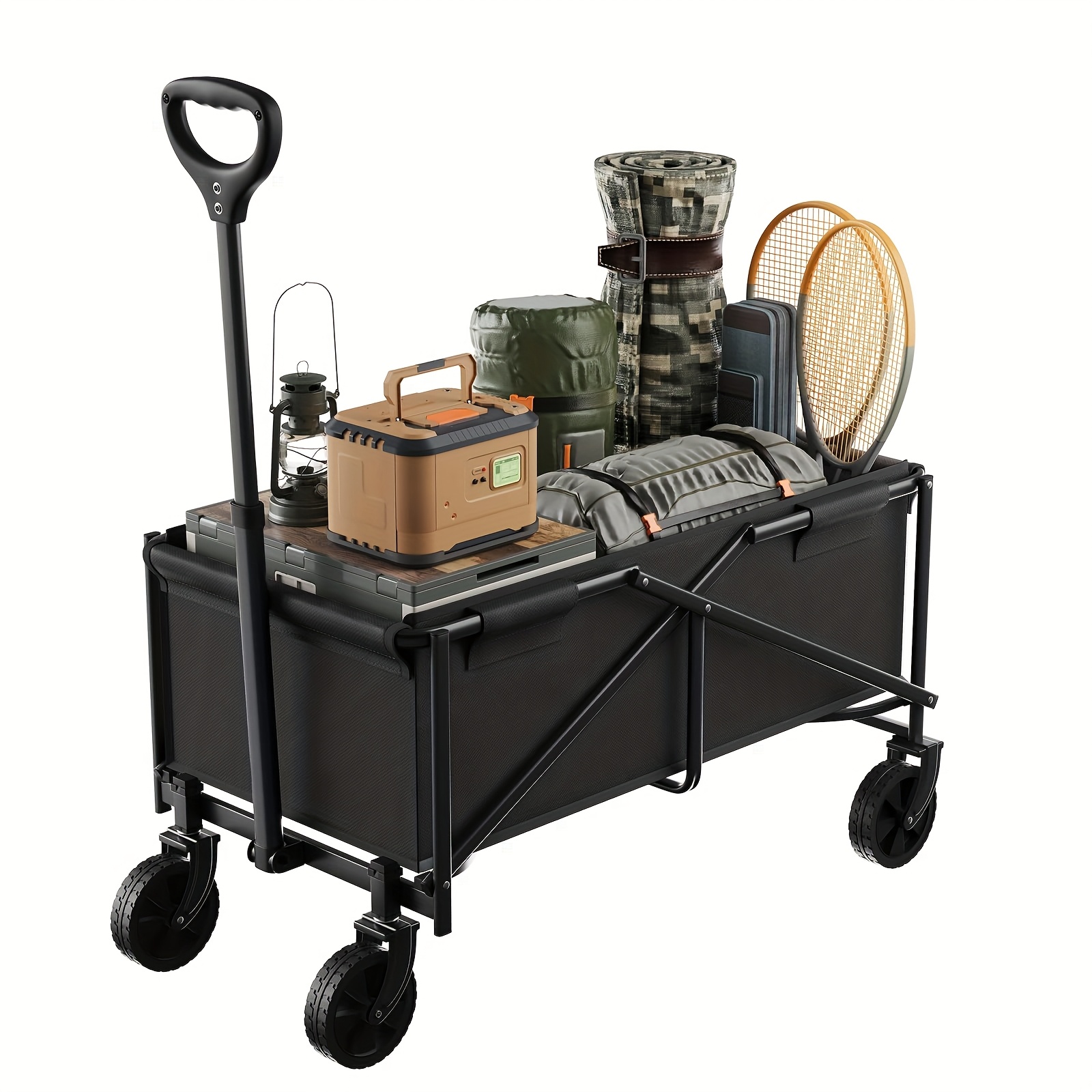 TEMU 1pc Hand Cart, Foldable Hand Cart With Adjustable Handle, Suitable For All Terrains, Sturdy And Durable, Gardening Troelly, Shopping Cart, Load