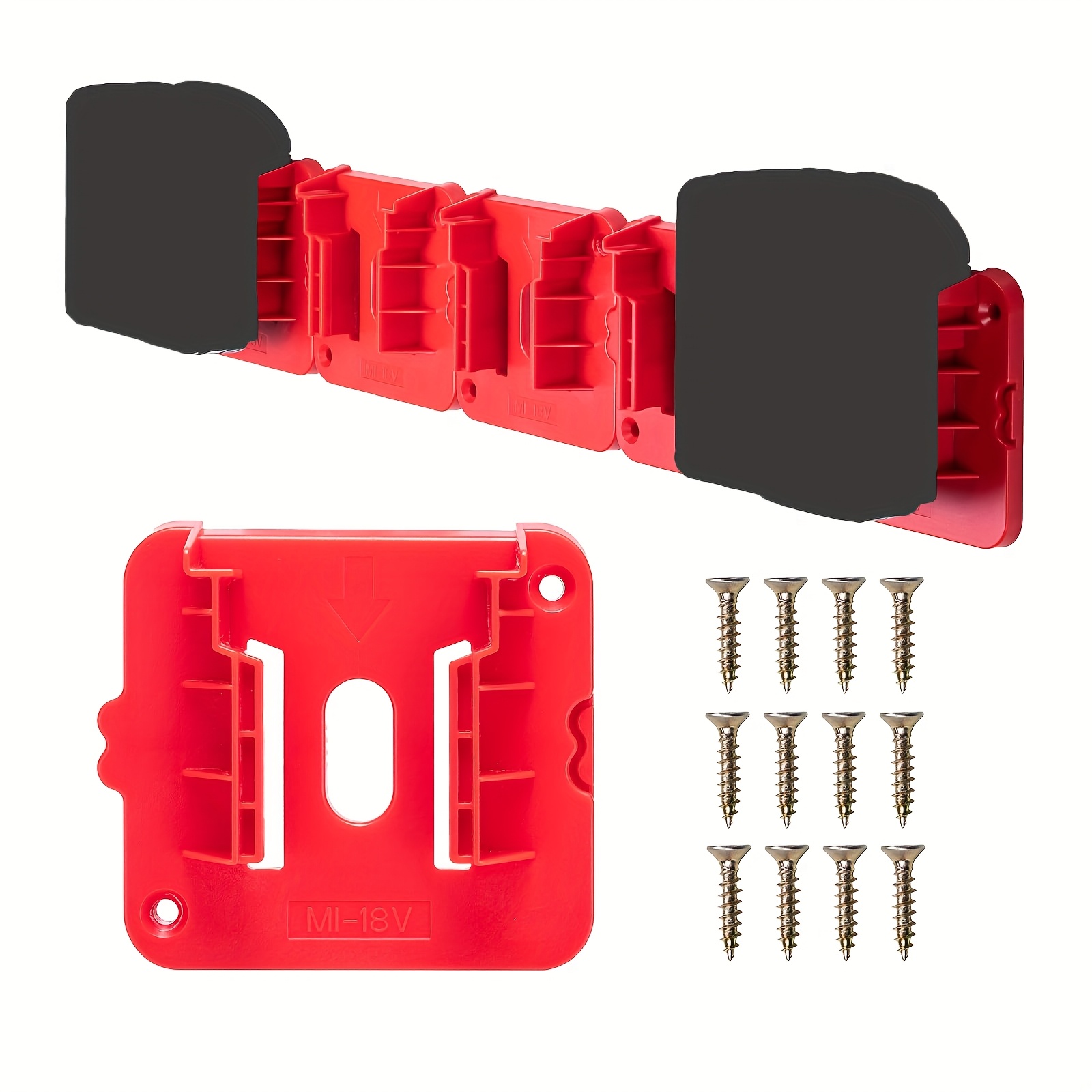 TEMU Battery Holder Compatible For 18v Battery, Wall Mount Batteries Storage For Work Van, Shelf, Toolbox - 5/10 Pack