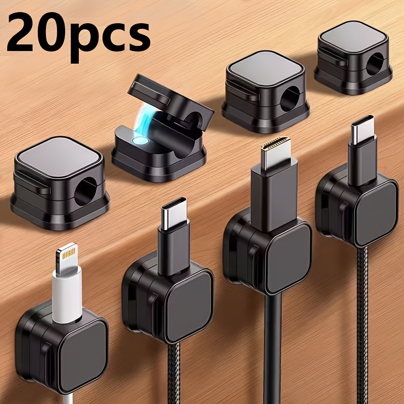 Image of 20pcs Cable Organizer Set, No-drill Self-adhesive Cable Clips, Suitable For And