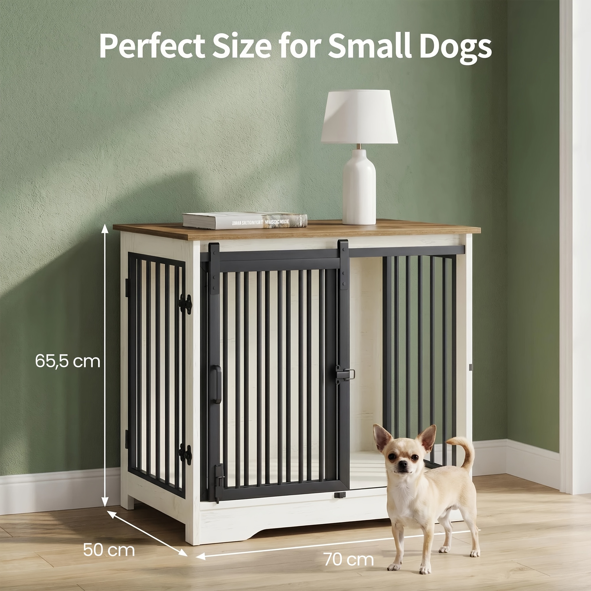 Image of Small Dog Crate Furniture, Sliding Double-door Furniture-style Crate, Tackles The Problem Of Puppies Chewing, Prevents Dogs From Escaping, Home Dog Crate, Compact Size To