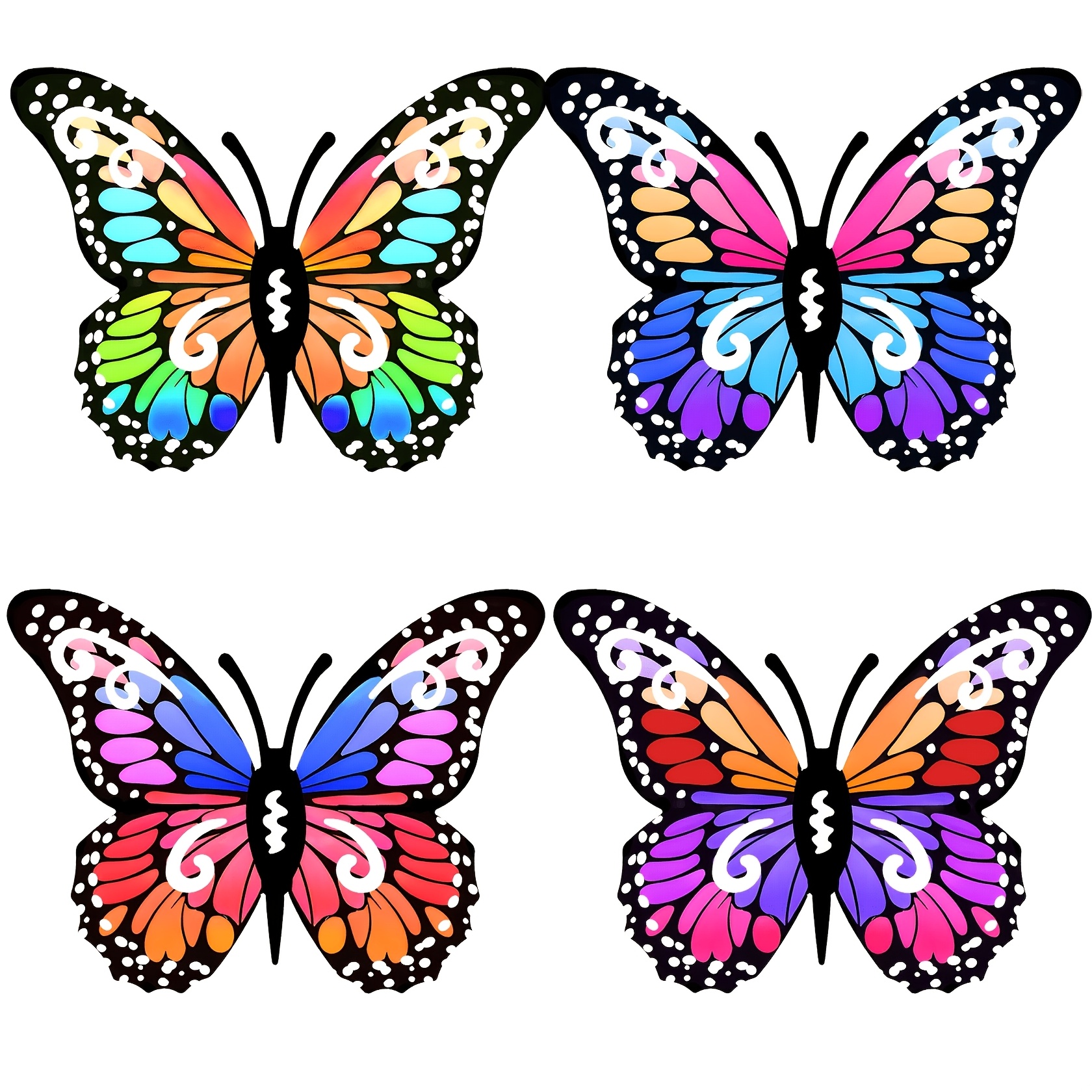 TEMU 4 Colorful Wrought Iron Butterflies, With Hollowed-out Three-dimensional And , , Instantly Courtyards, , And Gardens. Waterproof And Rustproof