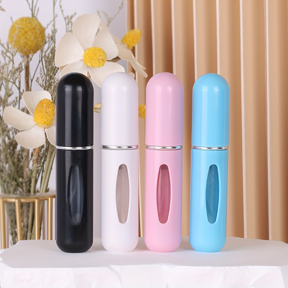 4 Refillable 5ml Perfume Sample Bottles Made Of Plastic, With A Base For , Portable Travel Size