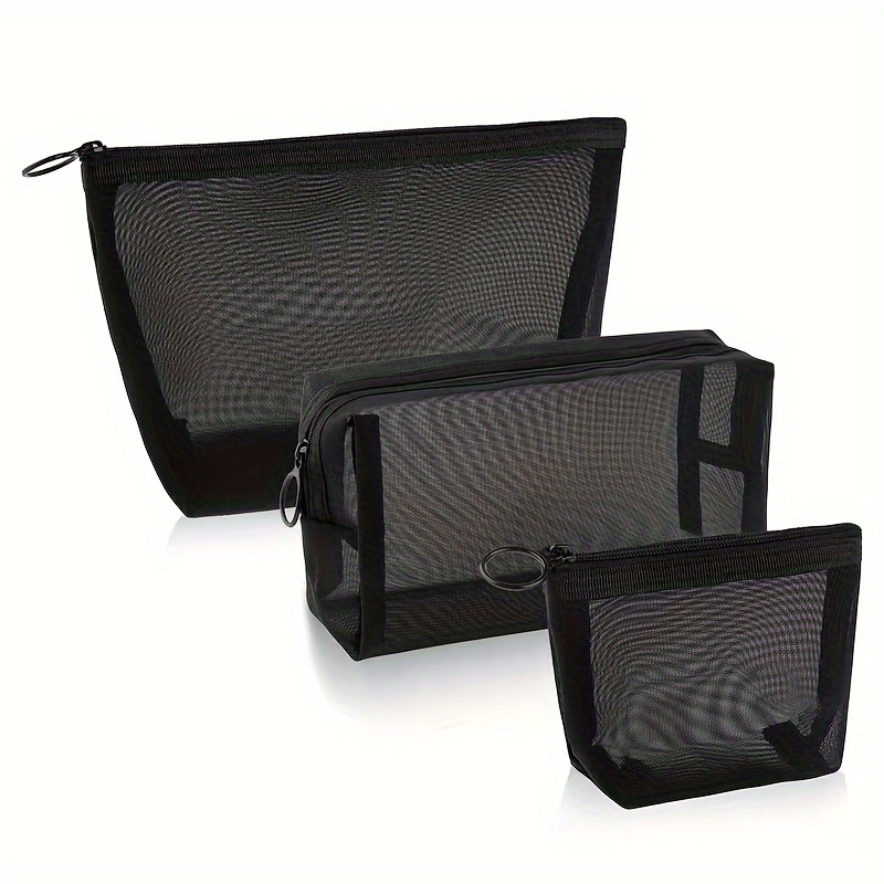 3pcs, Mesh Cosmetic Bag, Mesh Storage Bag, Pencil Pouch
