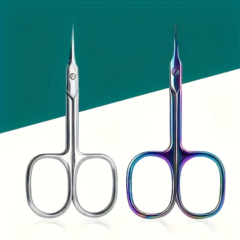 Image of 2pcs Professional Rainbow Titanium Stainless Steel Nail Clippers - , Ergonomic Handle For , Ideal For Manicure & Pedicure, Eyebrow Trimming, Dead Skin Removal, Portable Beauty Tool, Formaldehyde-free