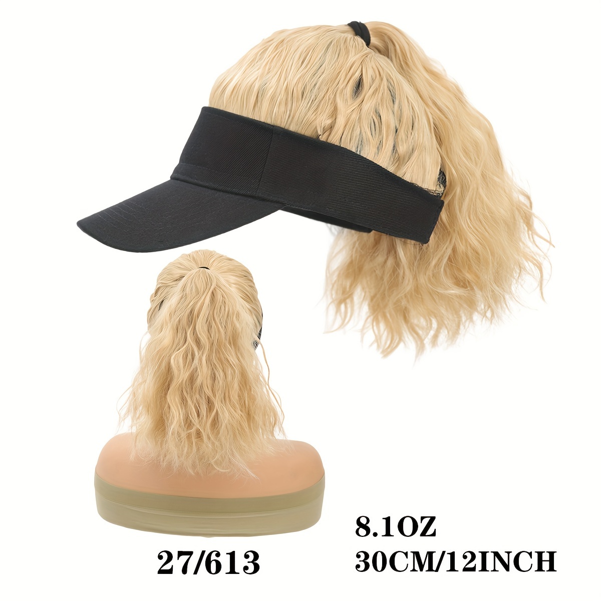 E-shop Verstellbare Damen-Hutperücke mit Lockigem Pferdeschwanz - Sportliche Stilvolle Synthetische Kappe für Alle Haarverlängerungen