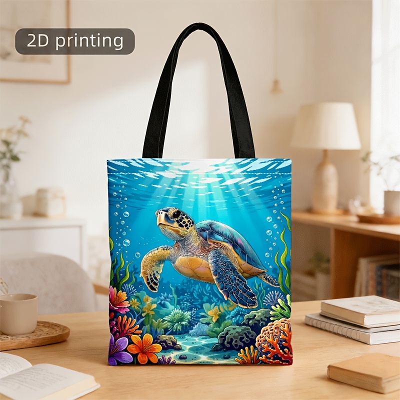 TEMU Crossbody And Handbag Suitable For Men And Women, Colorful Underwater Sea Turtle Print 2-in-1 Tote Crossbody Bag Unisex For Daily Commute And
