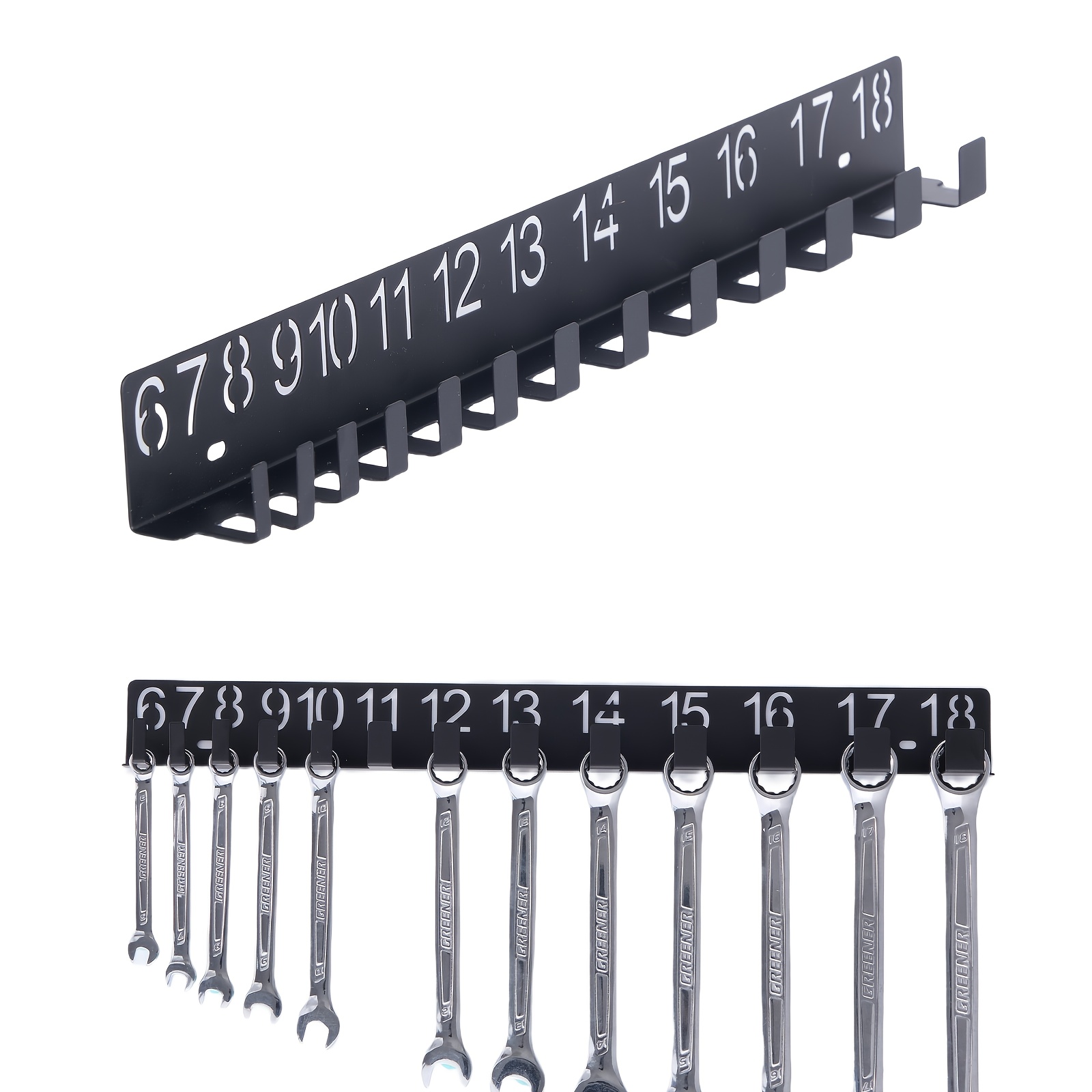 Black Metal Wrench Organizer - Sleek Wall-Mounted Storage Rack for Wrenches, Screws, And Bolts, Perfect Gift for Professional Mechanics, Drawer Included, Drawer Organizer | Sleek Metal Rack | Sturdy Metal Rack, Wrench Organizer for Wall