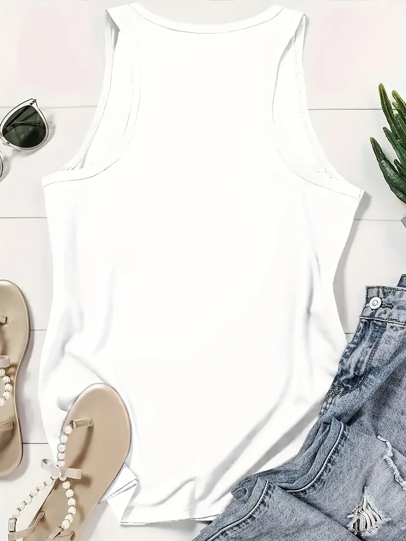 Women's Floral Geometric Halter Tank Top - Sleeveless Racerback Summer Casual Cami
