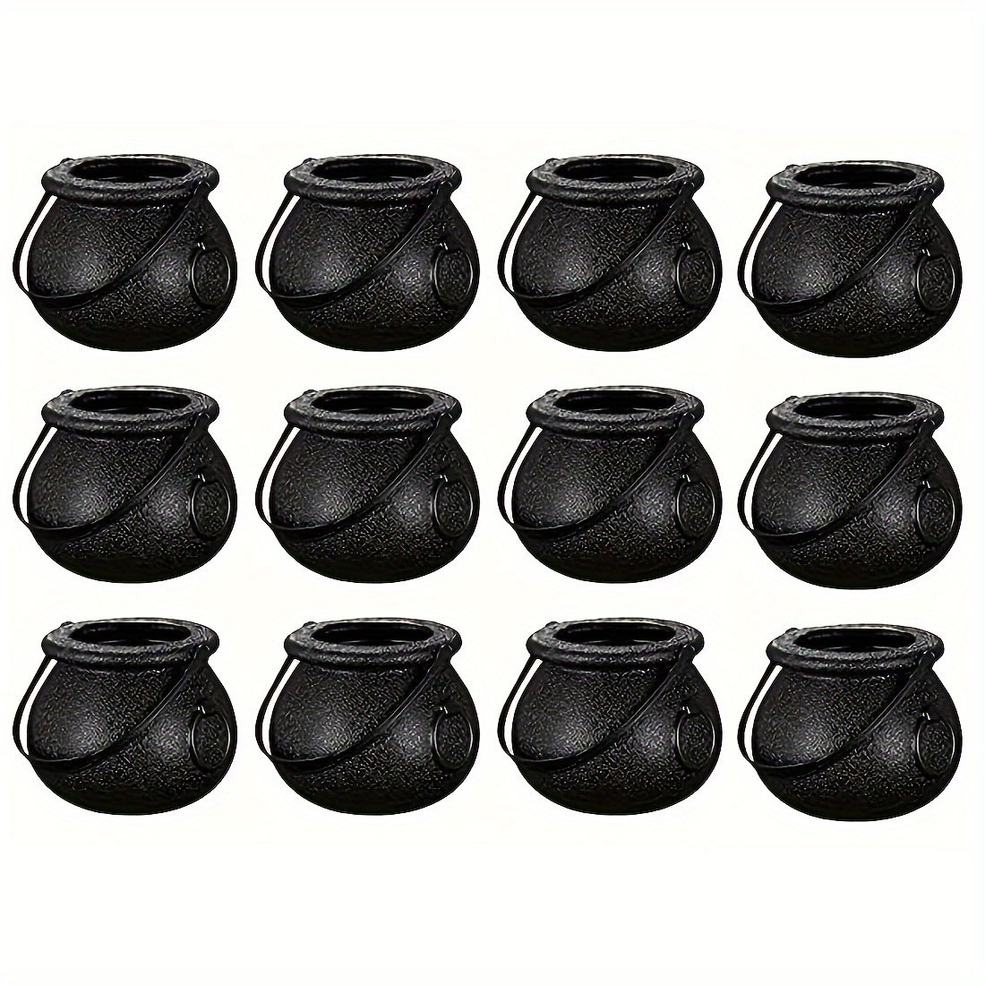 

12-pack Mini Witch Cauldron Kettle Novelty Candy Holders, Plastic For Halloween Party Favors And Decorations, Cordless Holiday Treat Containers