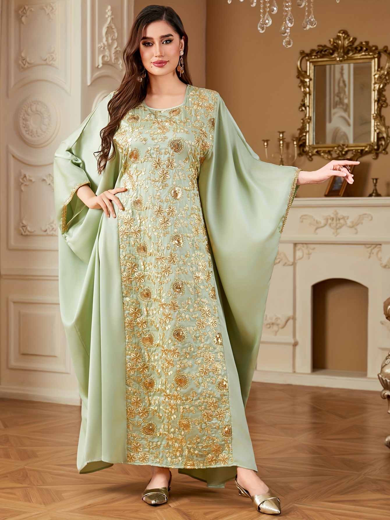 slim fit dress slacks Elegant Embroidered Saya Thoub - Timeless Arabic Fashion