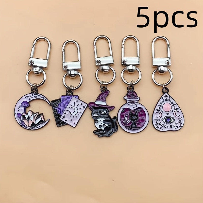 Image of Set Of 5 Gothic Keychain Lobster Clasps With Key Rings For Bags And Backpacks, Women's Pendants