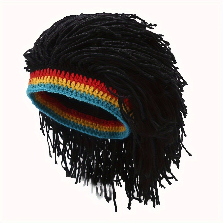 cotton knit beanie with dreadlocks fashionable hip hop party wig cap non stretch hand wash dry clean details 2