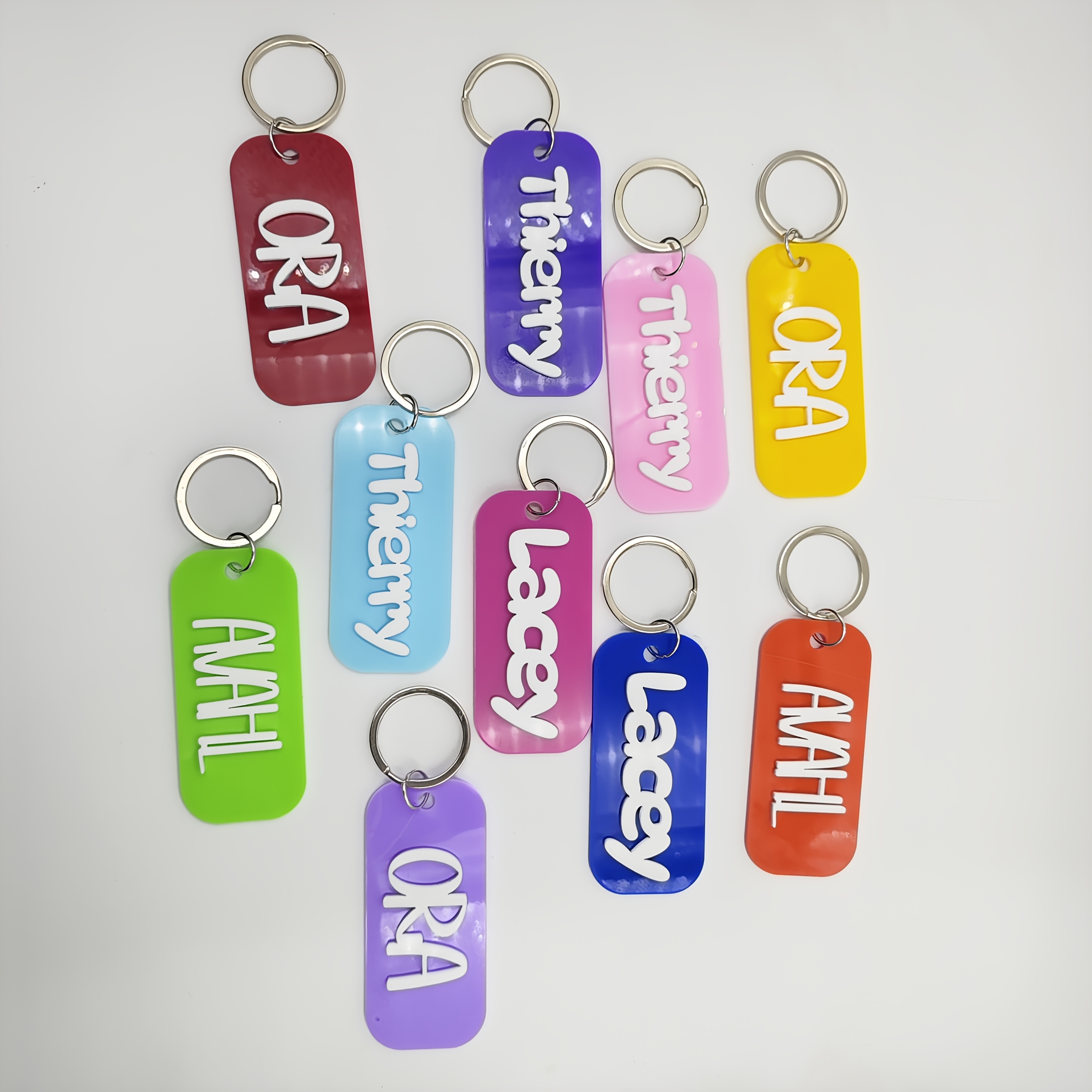 Personalized 3D Name Key Rings, Custom Acrylic Bag Tags