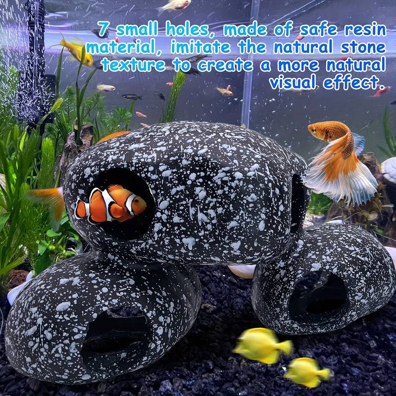 Tunnel Souterrain Pour Aquarium - Cachette Pour Poissons, Crevettes, Loches Kuhli - Décor Fonctionnel 17.6cm