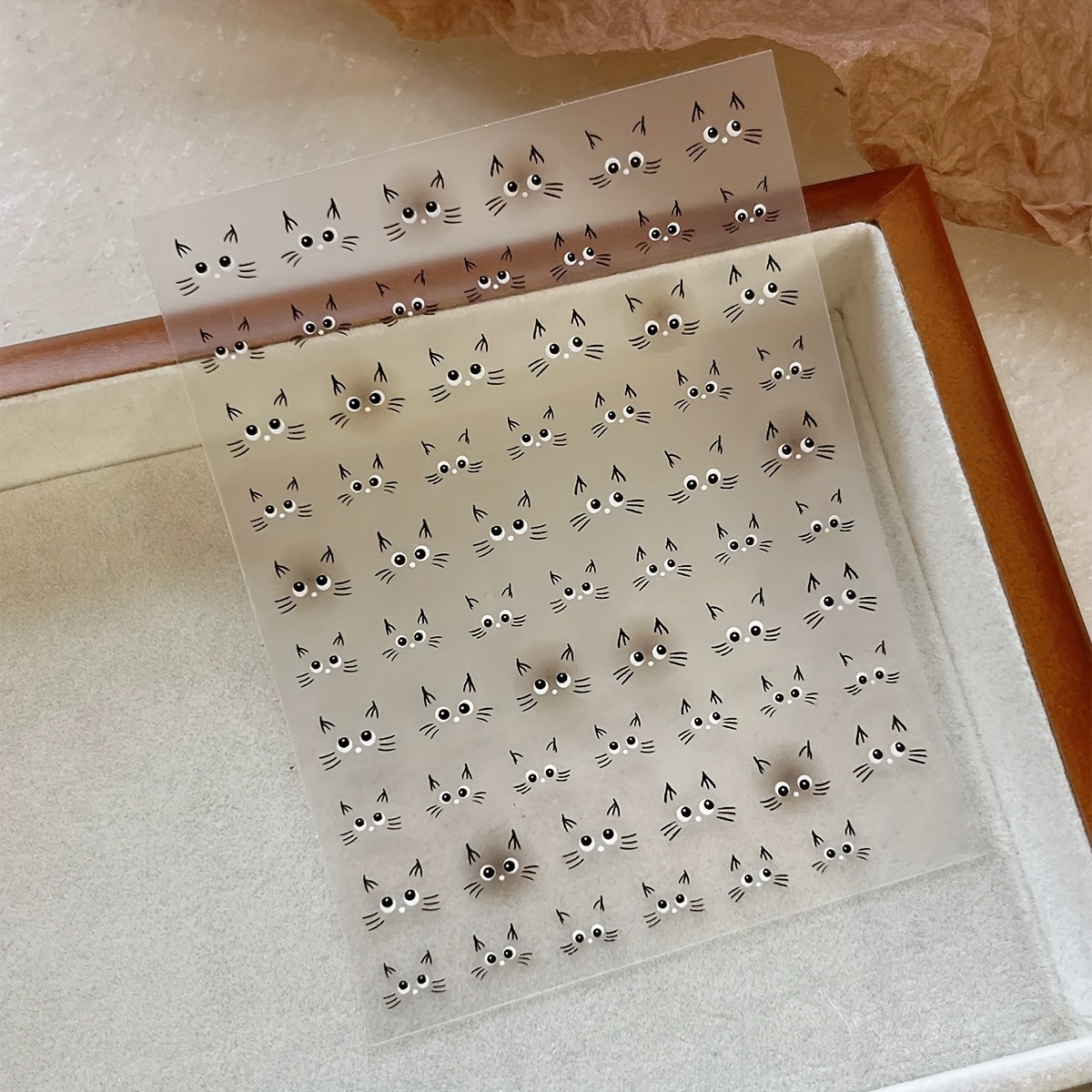 Image of Cat Nail Art Sticker With And Silly , Thin And With Adhesive Back Nail Decoration, Creative Nail Art Sticker Decoration