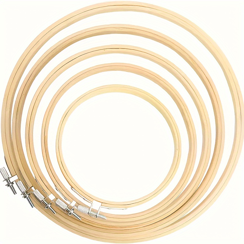 

5pcs Natural Bamboo Embroidery Hoops, 12" To 10" Adjustable Stitch Frames With Metal Clamps For Crafting And Sewing Projects, Diy Crafting | Adjustable Hoops | Construction