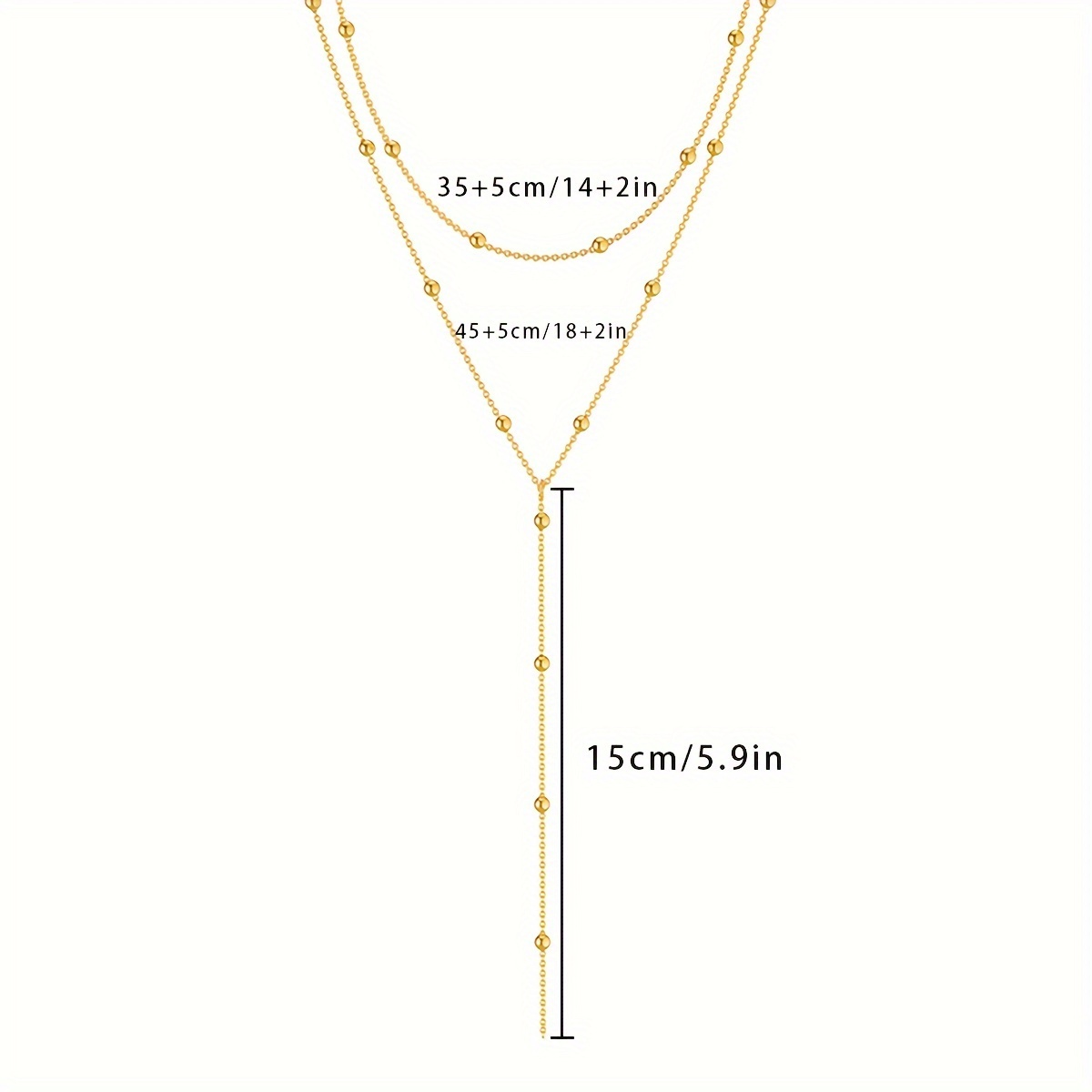 Stainless Steel Double Layer Y Shaped Round Ball Necklace