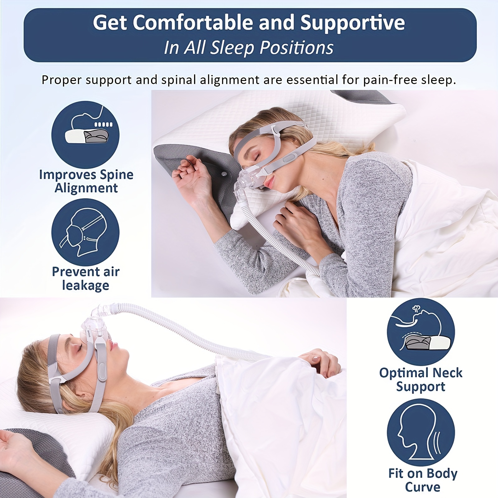 Memory Foam Pillow Side Sleepers Cervical Pillow Relax Sleep - Temu