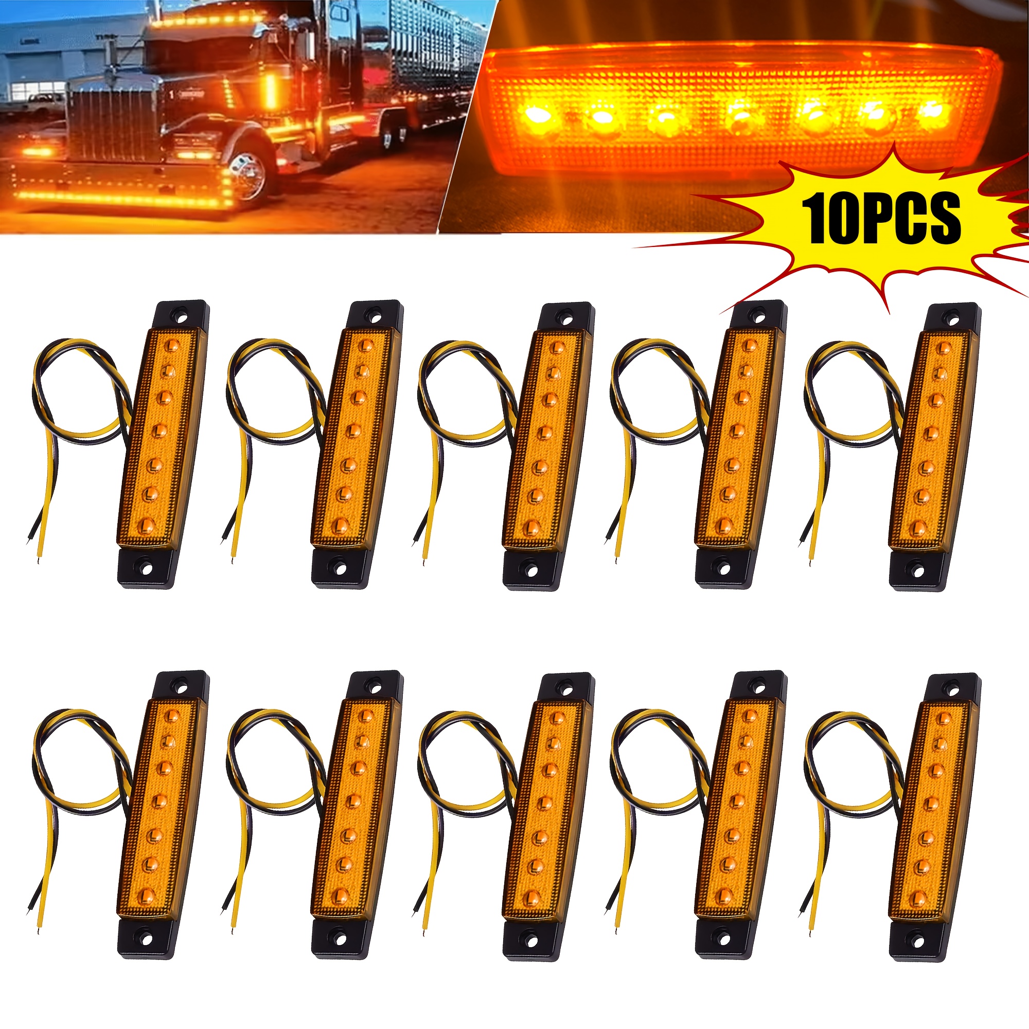 

10pcs Led Indicator Lights - 7-led Gap, Tail & Signal Lights For Trucks, Trailers, , Rvs, , And Boats - Fit, 12v Powered