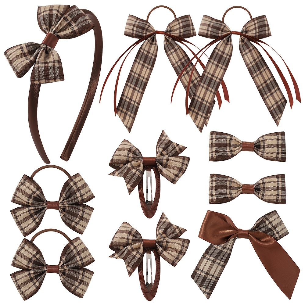 Image of 10pcs Cute Bow Hair Additions - Fashionable Design, Suitable For Hairstyles And Occasions. Minimalist Style Ideal For And, Perfect Accessory For School, Parties, Or Casual Outfits. Best Gift