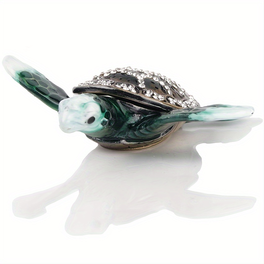 

Small Turtle Trinket Box Hinged Hand Enameled Sea Turtle Figurine Jewelry Box Gift For Home Decor