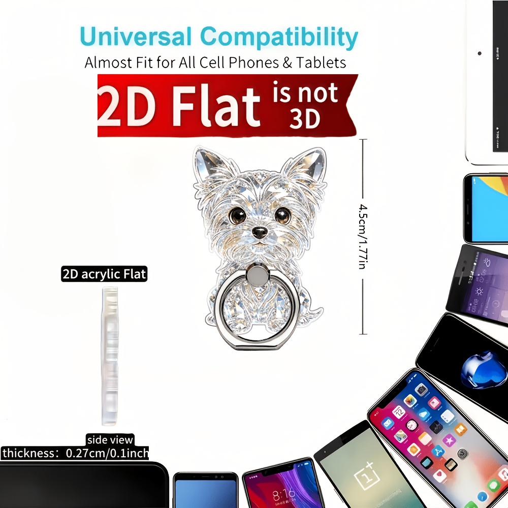 TEMU Soporte 2D de 1 pieza para teléfono móvil con mapa de Terrier Yorkshire navideño, rotación libre de , soporte anticaídas, soporte , máquina de