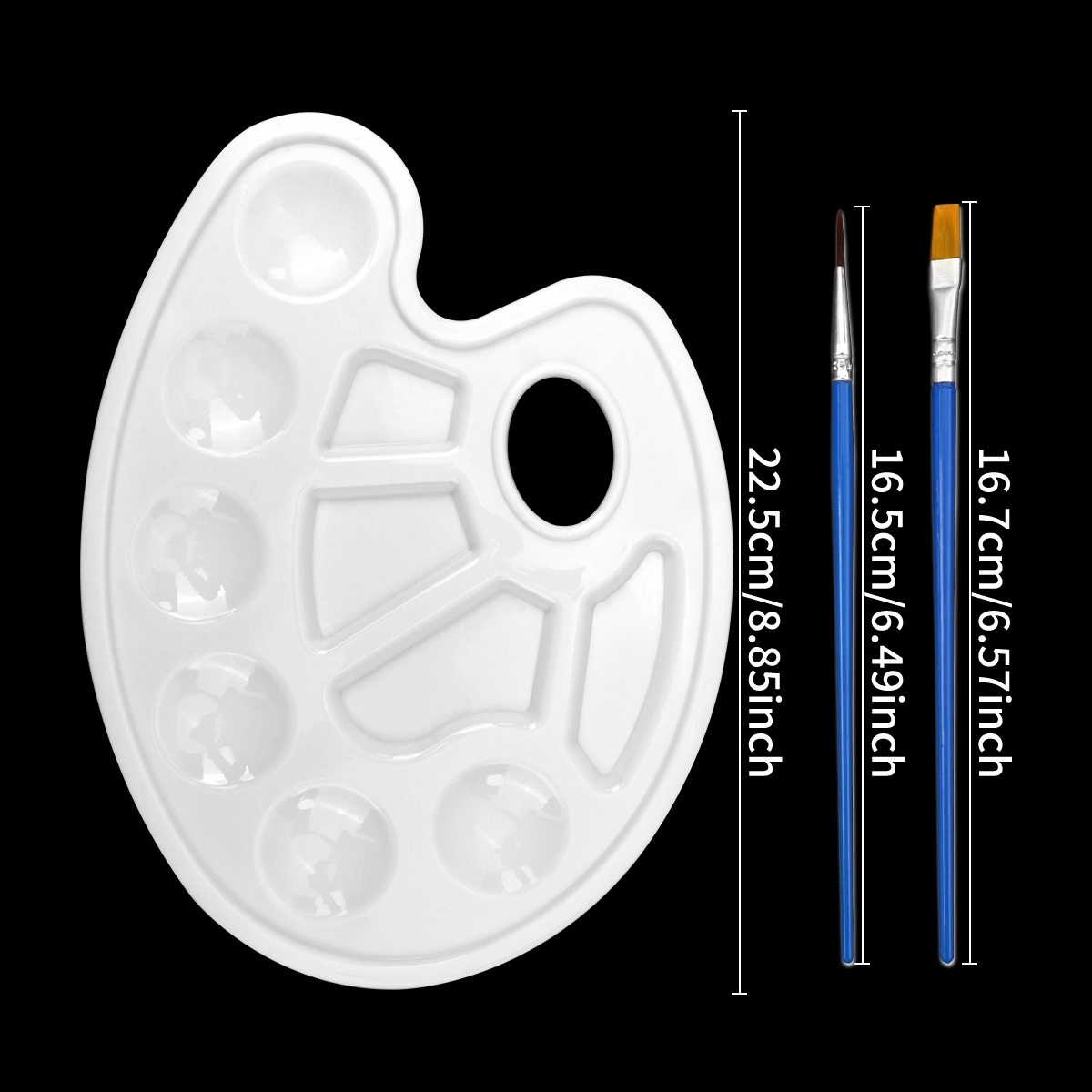 1pc Paint Palette Set With 2pcs Brushes, Plastic, Art Watercolor Gouache Oil Acrylic Painting Tools Kit For Special Coloring Painting