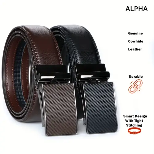 2pcs stylish cowhide belts with automatic s durable leather everyday use parties festivals work and formal occasions everyday belts stylish cowhide design automatic closure cowhide belts