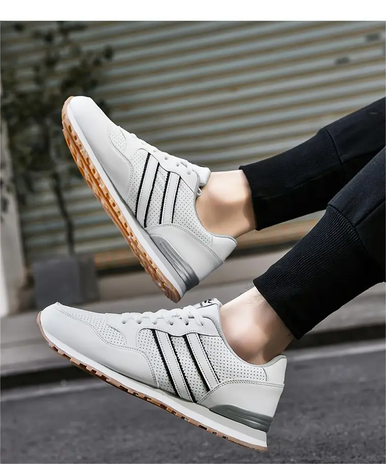 mens classic sneakers non slip lace up low top comfy for outdoor activities walking jogging hiking details 3
