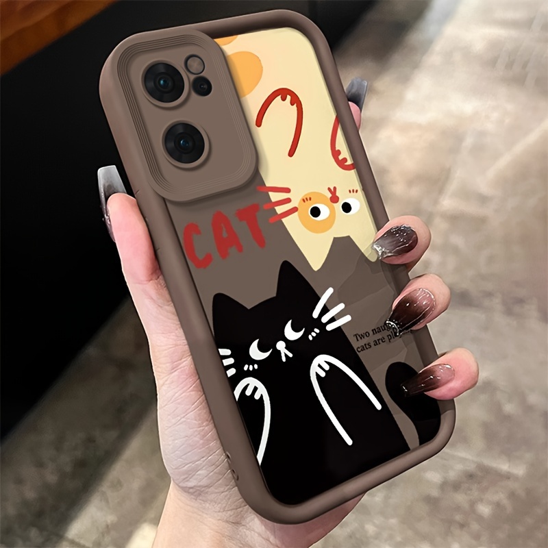 TEMU 2 Mischievous Cats Painted On The Ladder Phone Case For Reno7-4g Reno8-4g F21 Pro-4g Reno10/reno10 Pro Reno10 Pro+ 5g Reno11pro-5g A58-4g A74-4g F19-4g F19s A95-4g A76-4g A96-4g 9i-4g A36-4g K10-4g